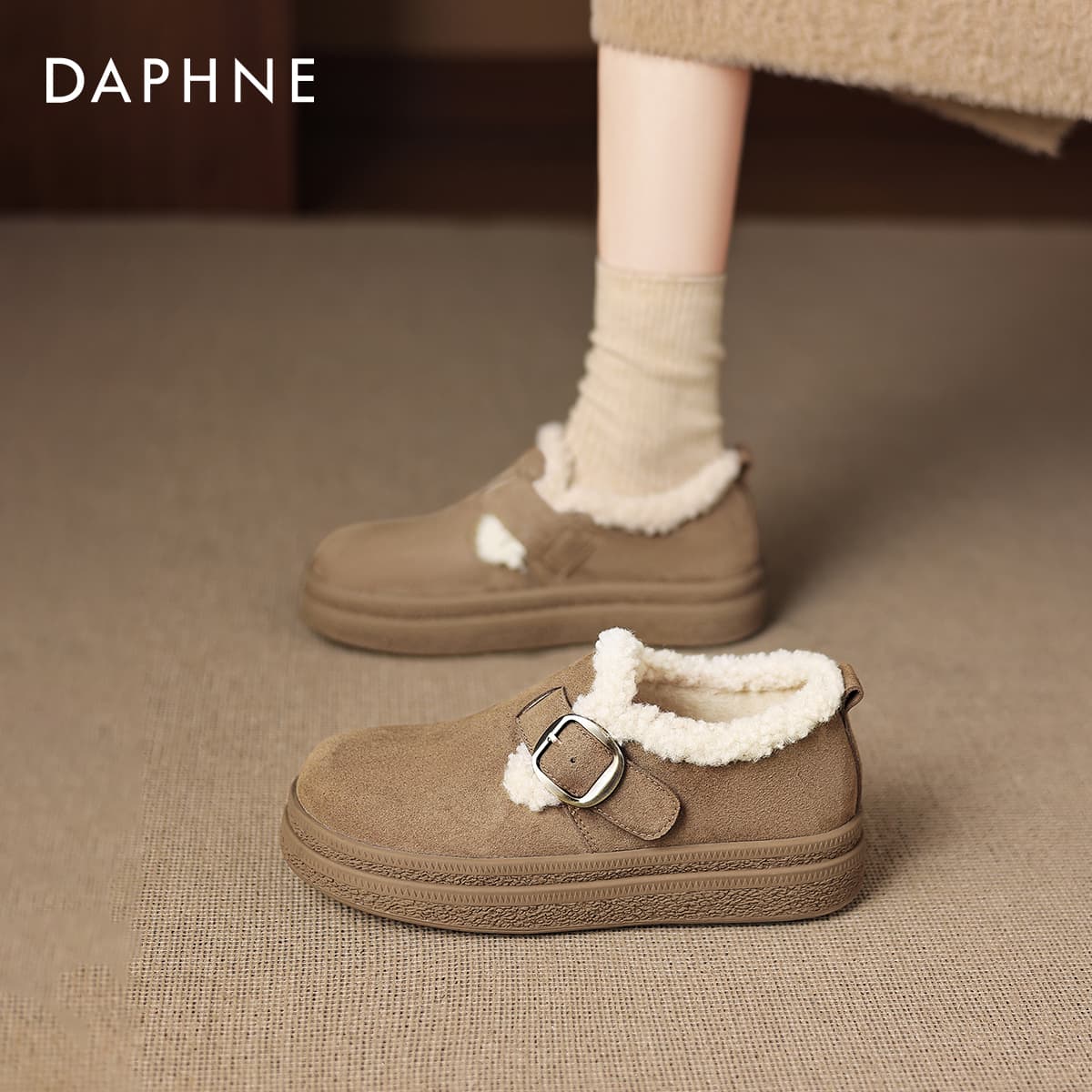 Ботинки зимние DAPHNE Классический Однотонный Мягкий Подошва Утолщенный и с Флисовой Подкладкой Планшет Биркенсток Стиль Обувь - изображение 4