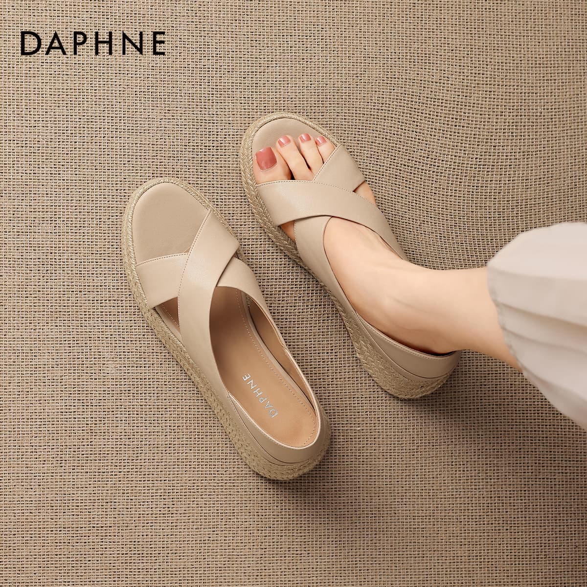 Шлёпанцы DAPHNE One Шнуровые Сандалии Абрикосовые Женские - изображение 3