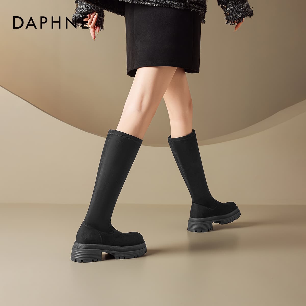 Ботинки DAPHNE Высокие сапоги до колена Черный Женские - изображение 7