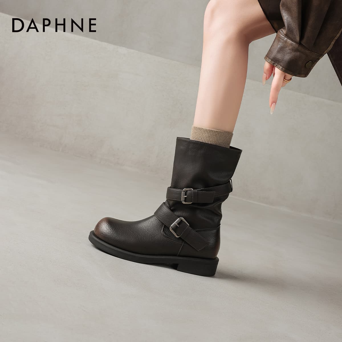 Сапоги DAPHNE Ботильоны Коричневый Женские - изображение 5