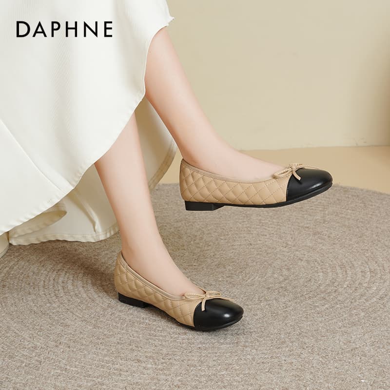 Тапочки DAPHNE Женская Повседневная Обувь Без Подкладки Низкий Топ Абрикос Вдохновленный CHANEL 1 см Каблук Женская - изображение 7
