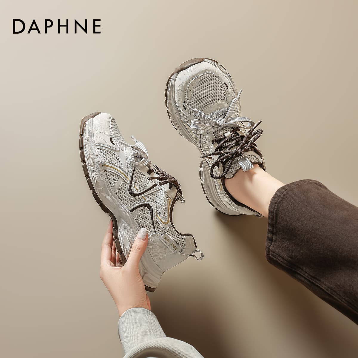 Кроссовки DAPHNE Массивные кроссовки Low Топ Серо-коричневый Женские - изображение 6