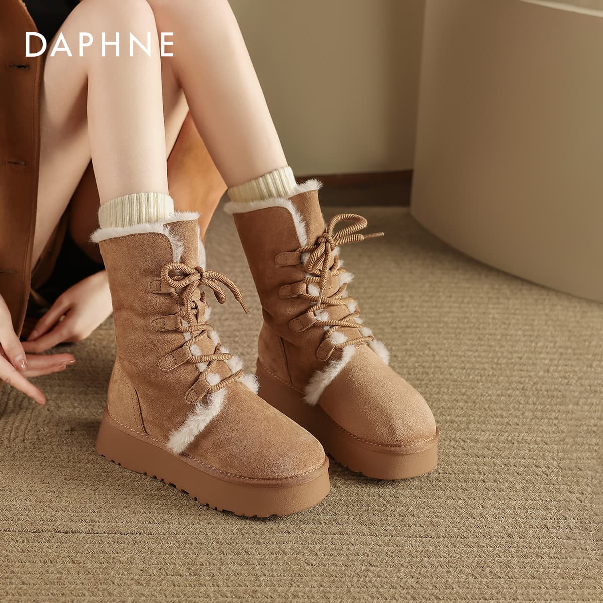 Ботинки зимние Daphne Ткань 12 см Сноубутсы Женские - изображение 8