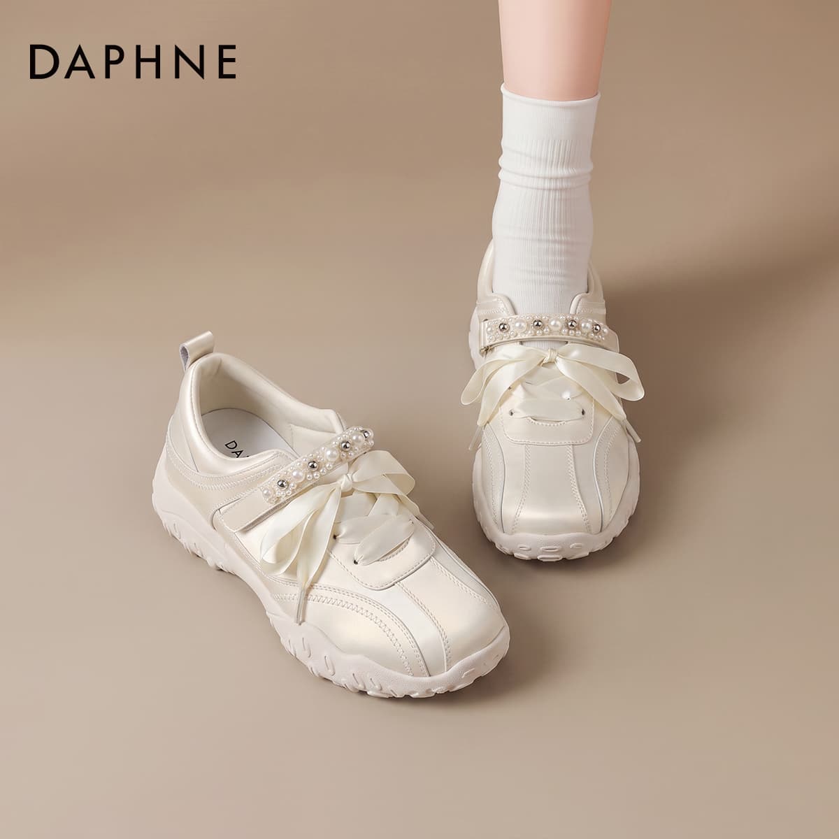 Кроссовки DAPHNE Повседневная обувь Low Топ Бежевый Женские - изображение 4