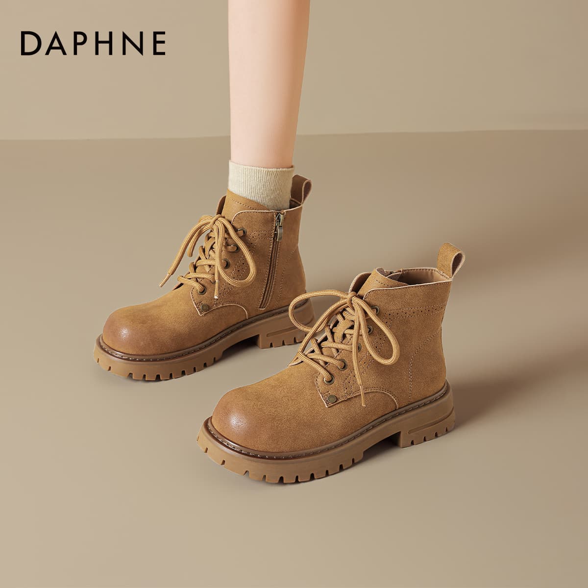 Ботинки DAPHNE Армейские ботинки Верблюжий цвет Женские - изображение 4