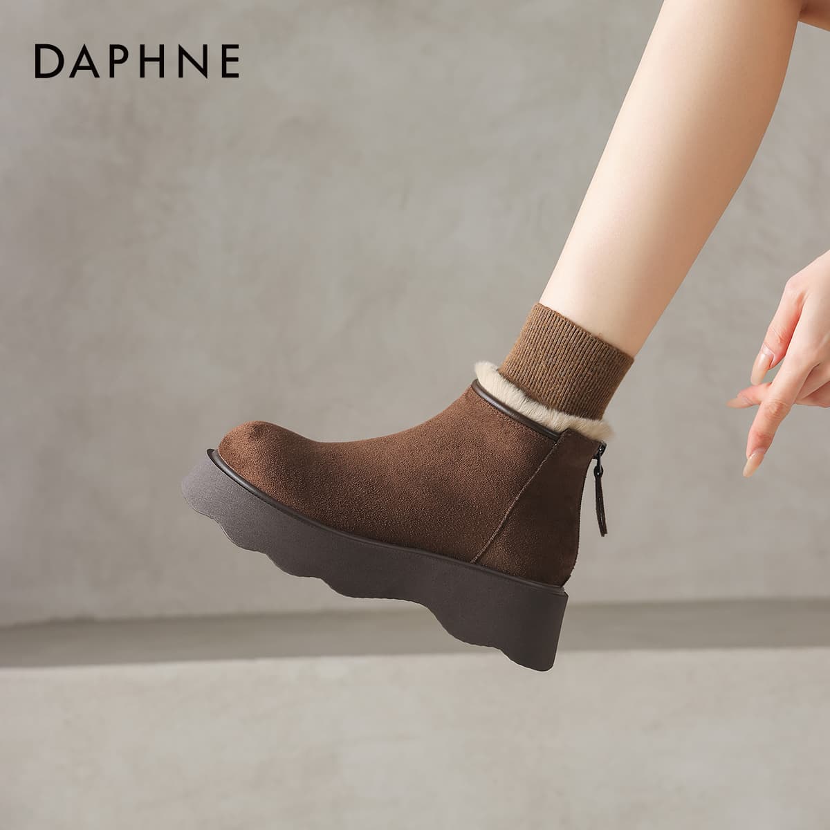 Ботинки зимние DAPHNE Ткань Минималистичный Однотонный Универсальный Легкий Утолщенный и с Флисовой Подкладкой Противоскользящий - изображение 4