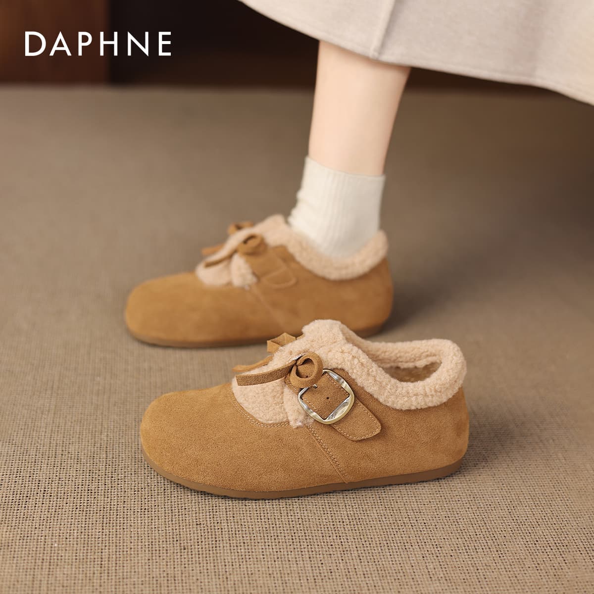 Ботинки зимние DAPHNE Ткань Удобная с Флисовой Подкладкой Универсальная Термическая Легкая Круглый Носок Планшет Биркенсток - изображение 6
