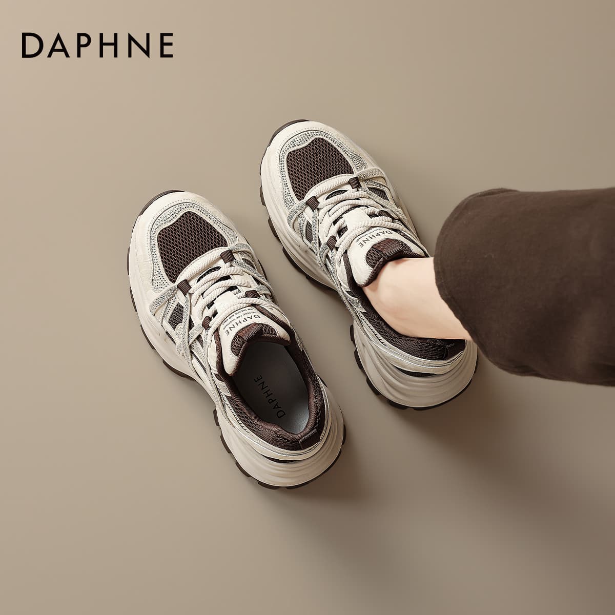Кроссовки DAPHNE Массивные кроссовки Low Топ Коричневый Женские - изображение 4