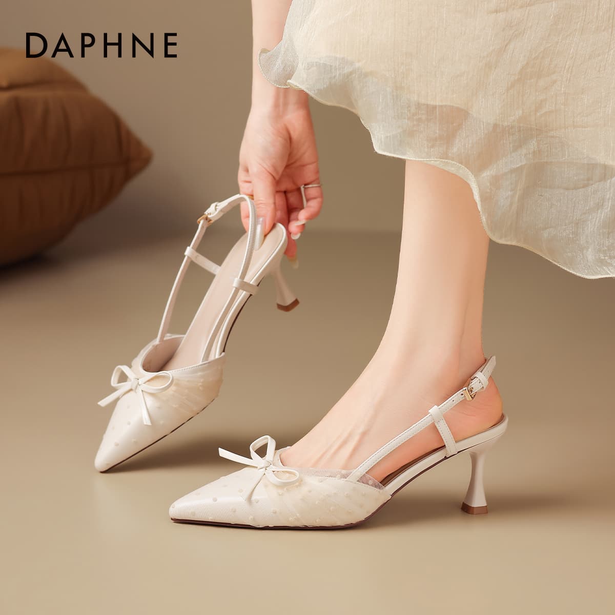 Туфли Daphne Синтетическая кожа текстиль узкий каблук высокие каблуки женские - изображение 4