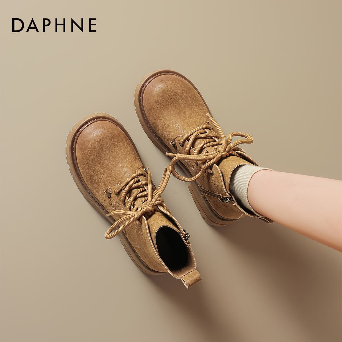 Ботинки DAPHNE Армейские ботинки Верблюжий цвет Женские - изображение 5