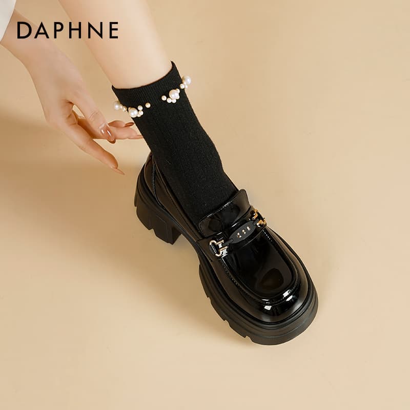 Лоферы DAPHNE Лоферы Низкий Топ Классический Универсальный Черный [6,5 см Высота каблука] Женский - изображение 5
