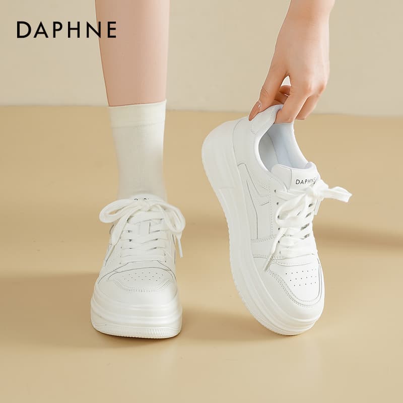 Кроссовки DAPHNE Скейтборд Кроссовки Low Топ Белые [5 5 см Платформа] Женские - изображение 5