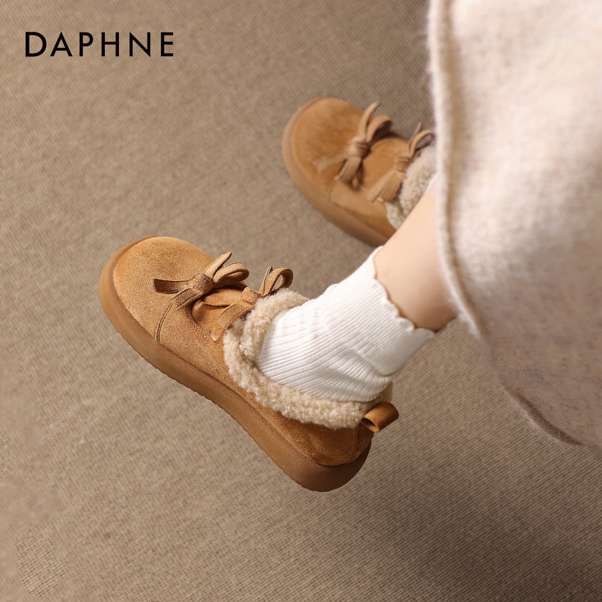 Ботинки зимние DAPHNE Ткань Принцесса LIKE Элегантность Бант Утолщенный и с флисовой подкладкой Термический Легкий Противоскользящий - изображение 4