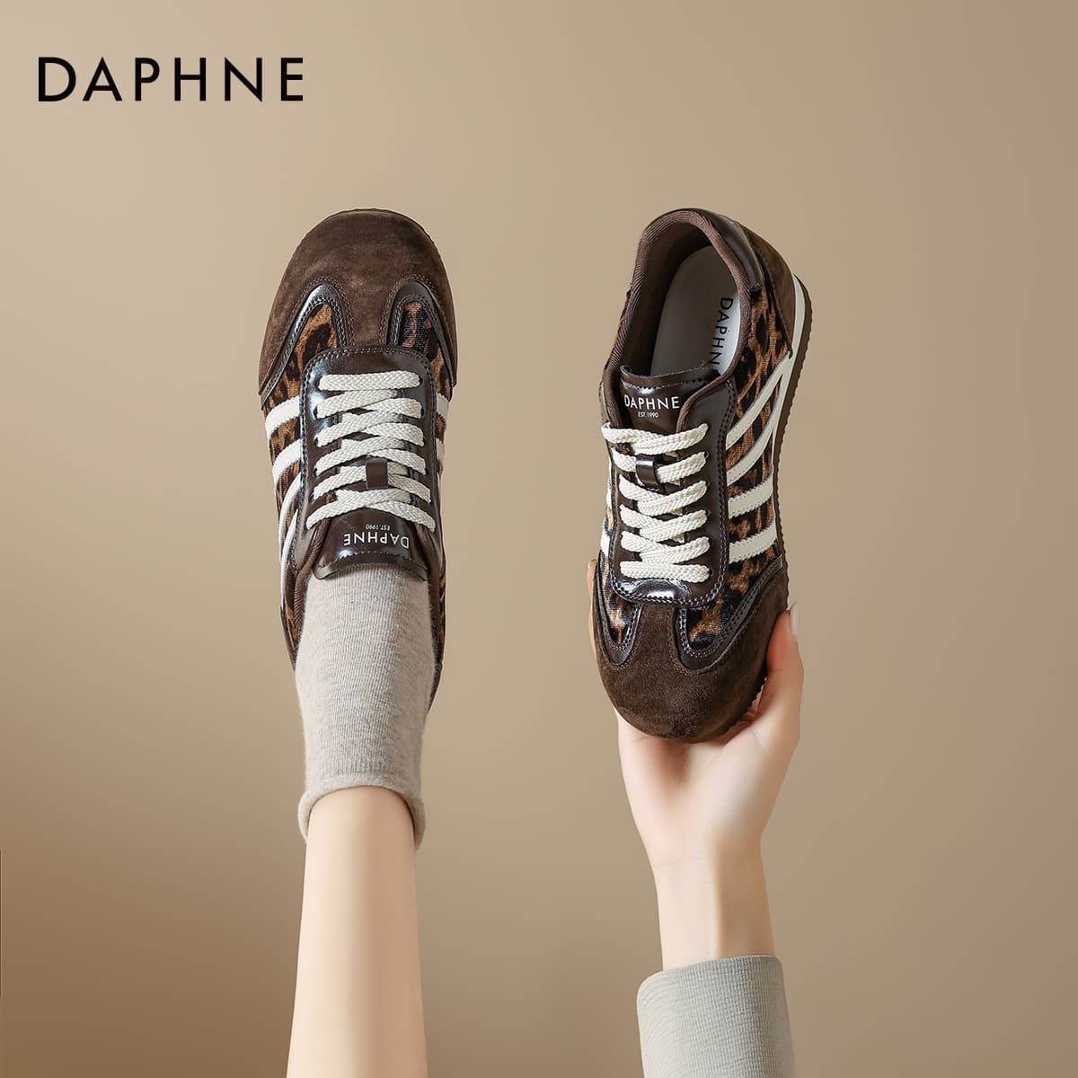 Кроссовки DAPHNE Повседневная обувь Лоу-топы Леопардовый принт Женские - изображение 5