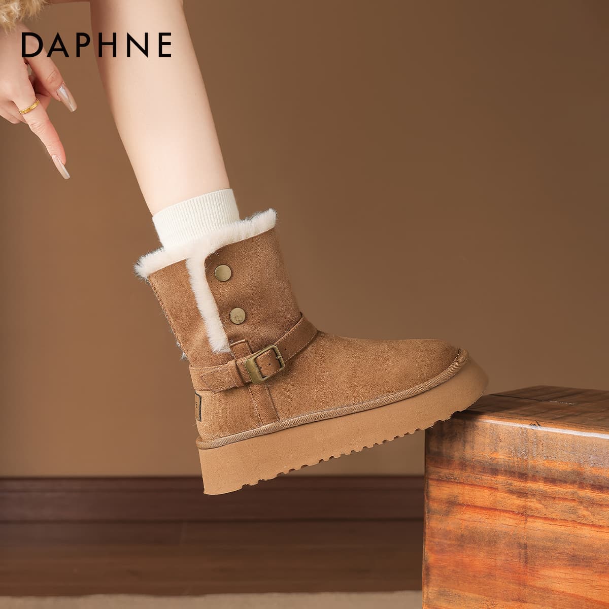 Ботинки зимние DAPHNE Ткань Майярд Стиль С флисовой подкладкой Термический Легкий Сосна Дизайн Двусторонний Противоскользящий Удобный - изображение 7