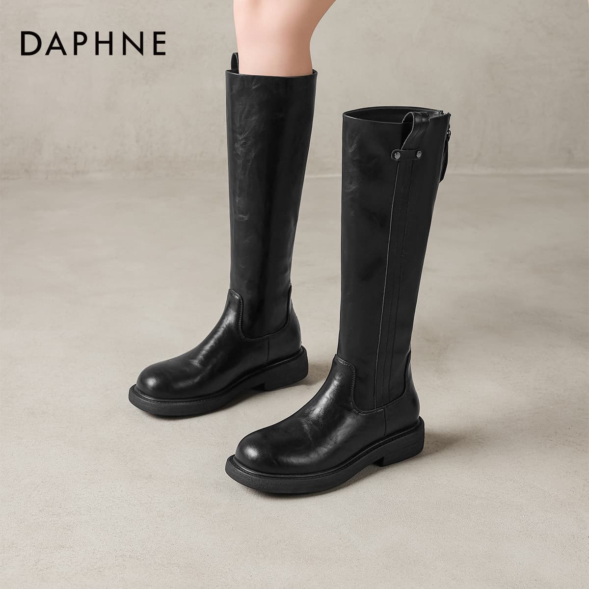 Ботинки DAPHNE Колено High Ботинки Черный Женские - изображение 4