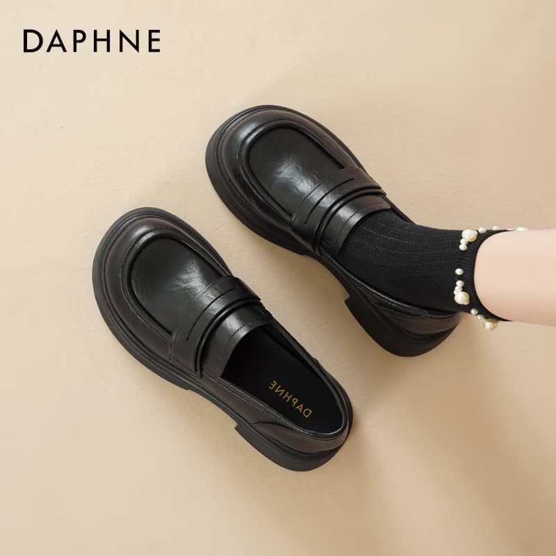 Лоферы DAPHNE Лоферы Низкий Топ Черный [Матовый Верх 4 см Каблук] Женские - изображение 7