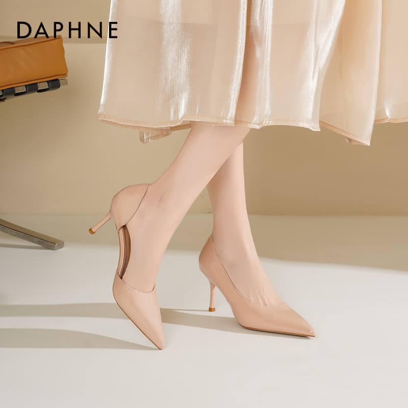 Туфли DAPHNE Высокие каблуки Телесный [Боковая сторона с разрезами стиль] Женские - изображение 8