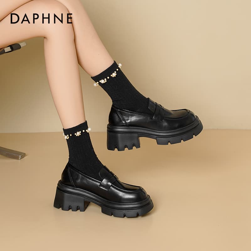 Лоферы DAPHNE Лоферы Low Топ Классический черный [6 см Высота каблука] Женские - изображение 5