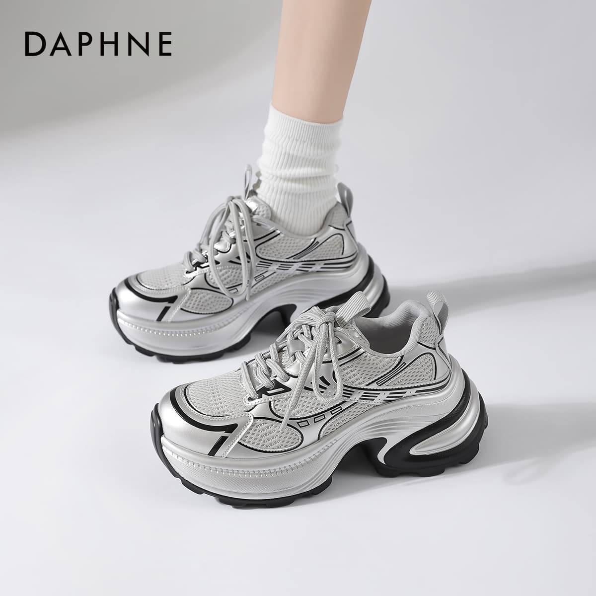 Кроссовки DAPHNE Синтетическая кожа текстиль Низкие кеды с толстой подошвой Женские - изображение 8