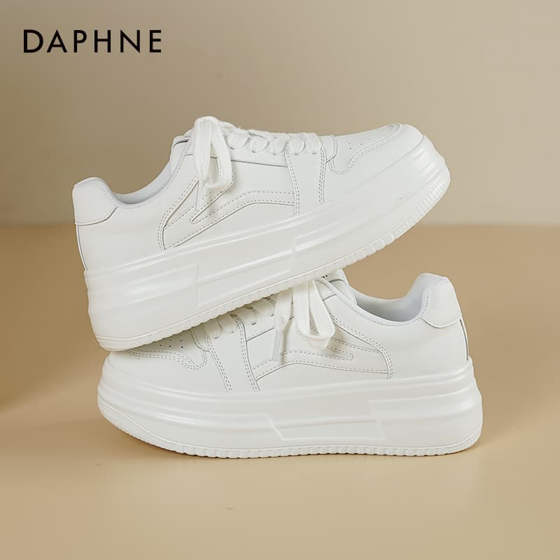 Кроссовки DAPHNE Скейтборд Кроссовки Low Топ Белые [5 5 см Платформа] Женские - изображение 8