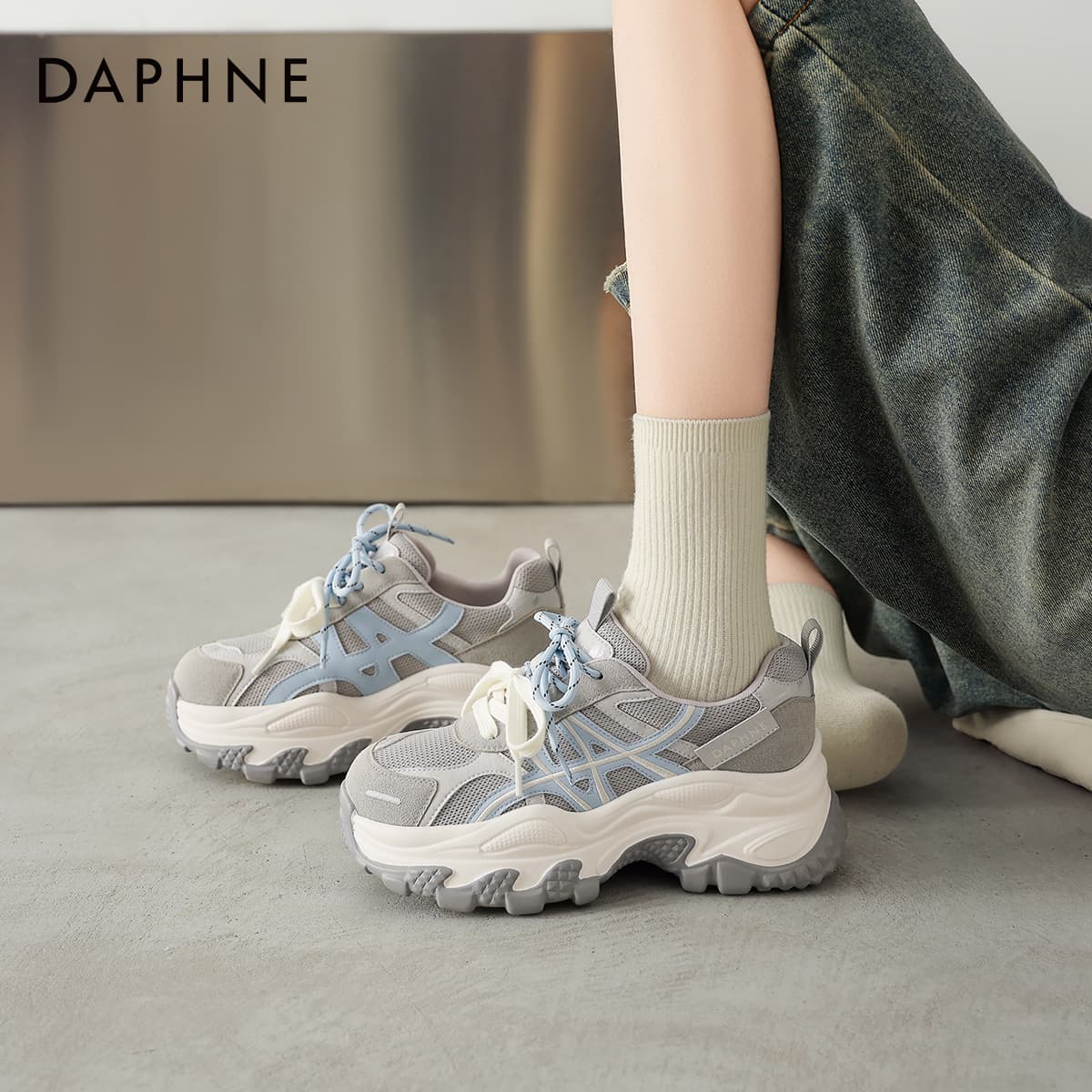 Кроссовки DAPHNE Синтетическая кожа текстиль MID Топ массивные кроссовки Женские - изображение 6