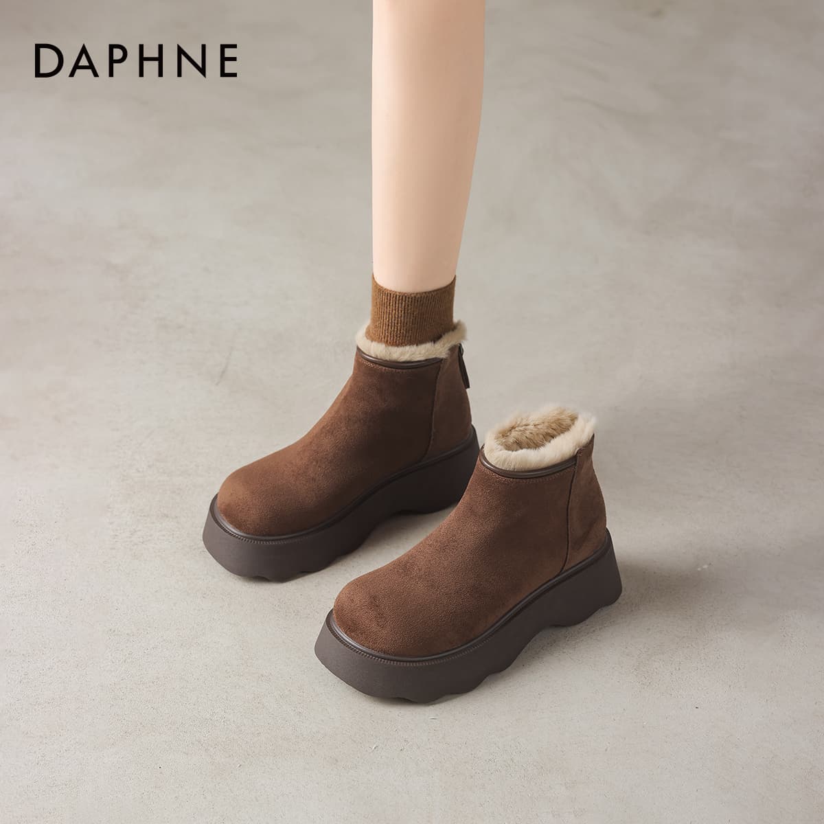 Ботинки зимние DAPHNE Ткань Минималистичный Однотонный Универсальный Легкий Утолщенный и с Флисовой Подкладкой Противоскользящий - изображение 6