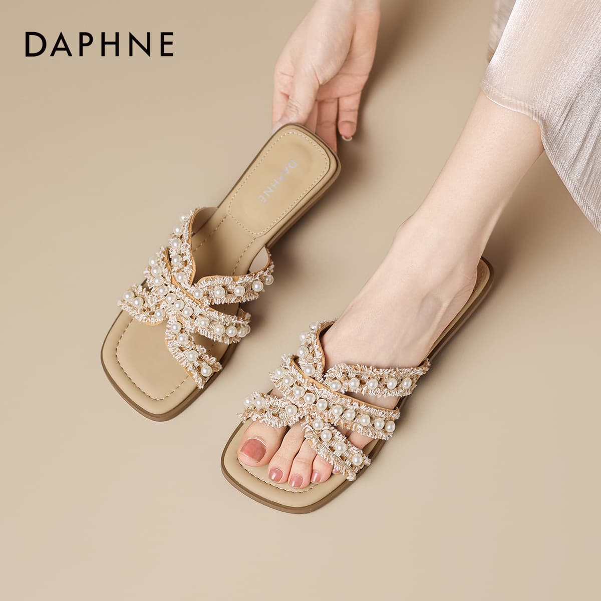 Шлёпанцы DAPHNE Синтетическая кожа Одиночные Шнуровые Сандалии Женские - изображение 4