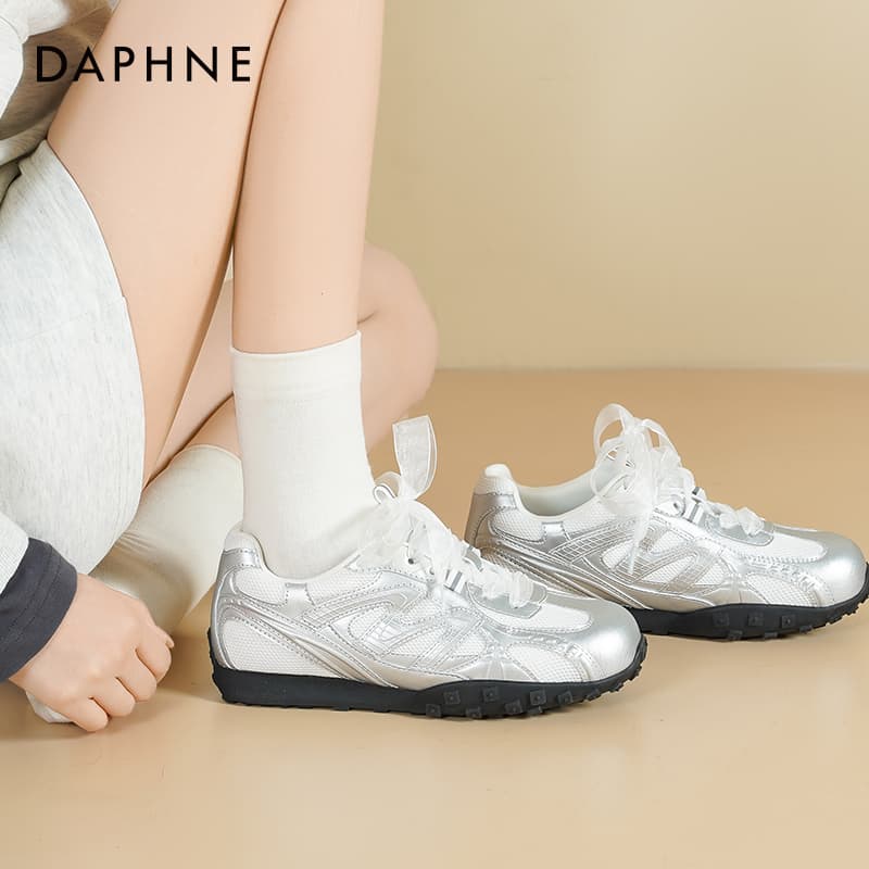 Кроссовки DAPHNE Повседневная обувь Low Топ Серебряный [Высота каблука 1,5 см] Женская - изображение 7