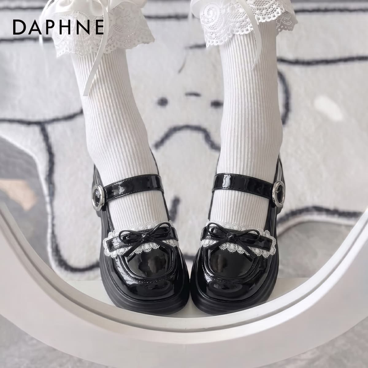 DAPHNE Синтетическая кожа лакированная кожа туфли Мэри Джейн женские - изображение 6
