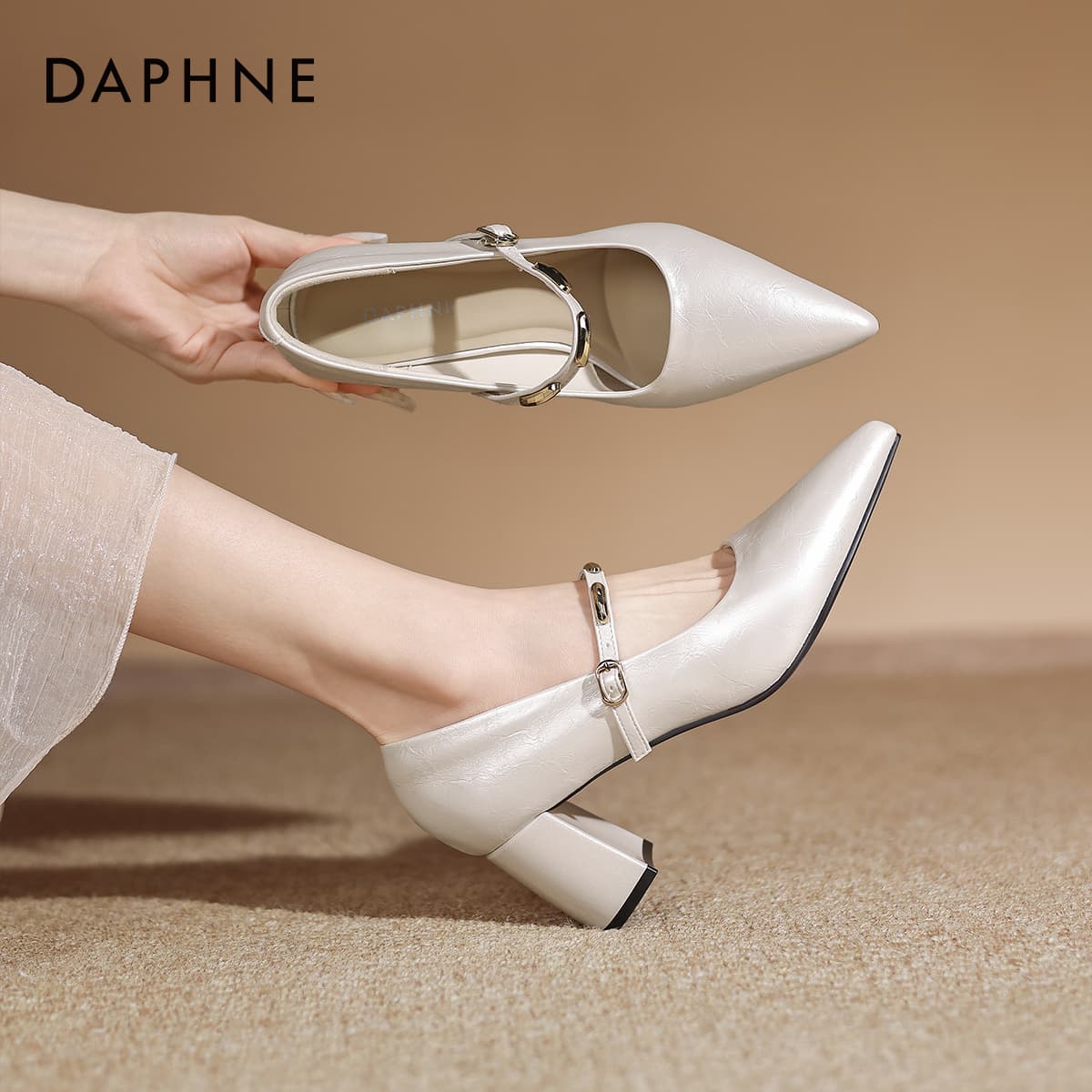 Туфли DAPHNE Синтетическая кожа грубый каблук высокие каблуки женские - изображение 4