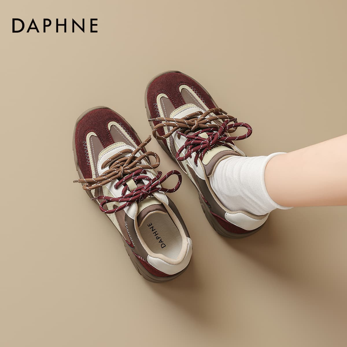 Кроссовки DAPHNE Повседневная обувь Low Топ Коричнево-красный Женские - изображение 4