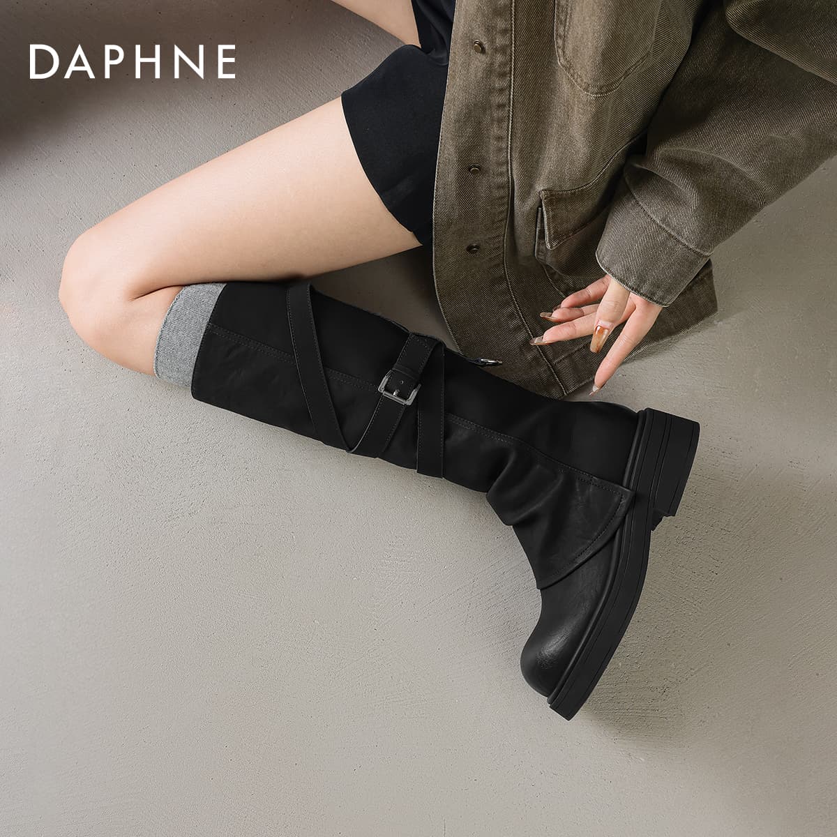 Ботинки DAPHNE Колено Высокие Ботинки Высокий Топ Женские - изображение 4