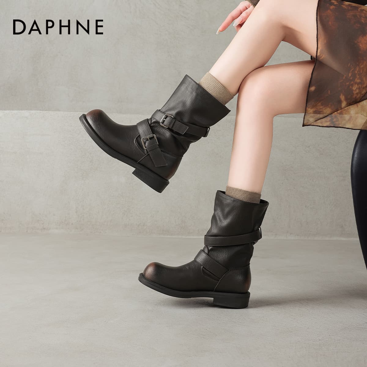 Сапоги DAPHNE Ботильоны Коричневый Женские - изображение 7