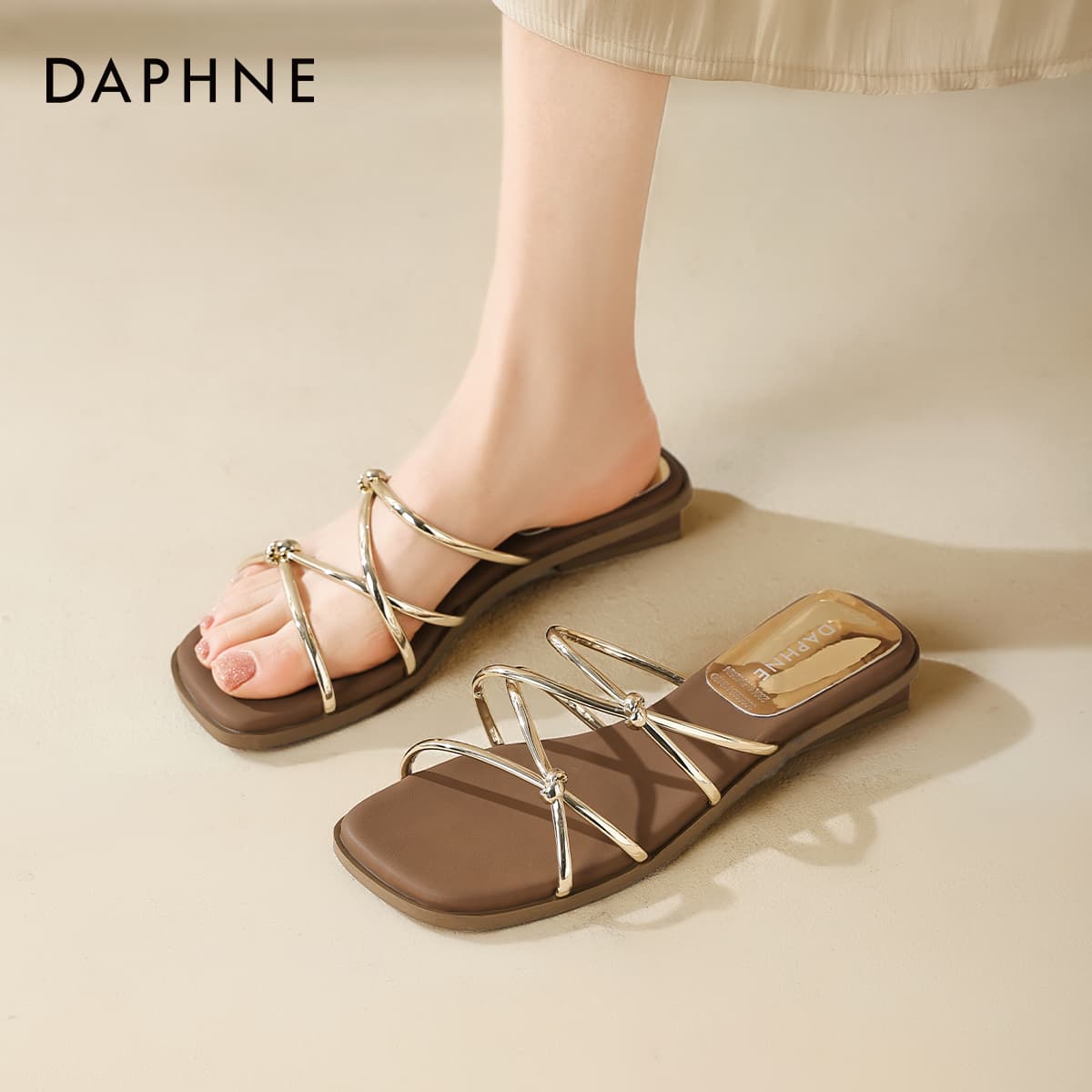 Шлёпанцы DAPHNE Синтетическая кожа Одиночные Шнуровые Сандалии Женские - изображение 3