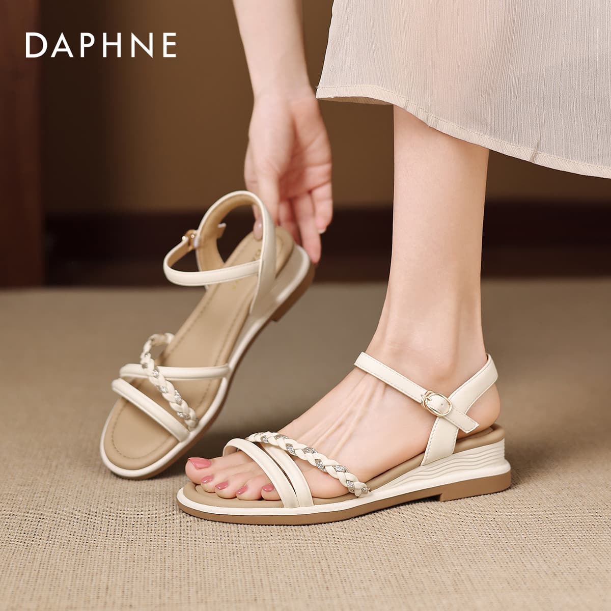 Шлёпанцы DAPHNE Синтетическая кожа Одиночные Шнуровые Сандалии Женские - изображение 6