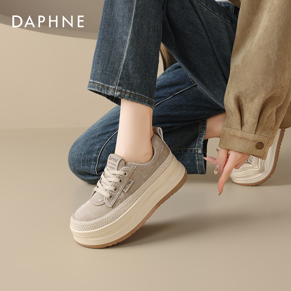 Кроссовки DAPHNE Кеды для скейтбординга Low Топ Абрикос Женские - изображение 6
