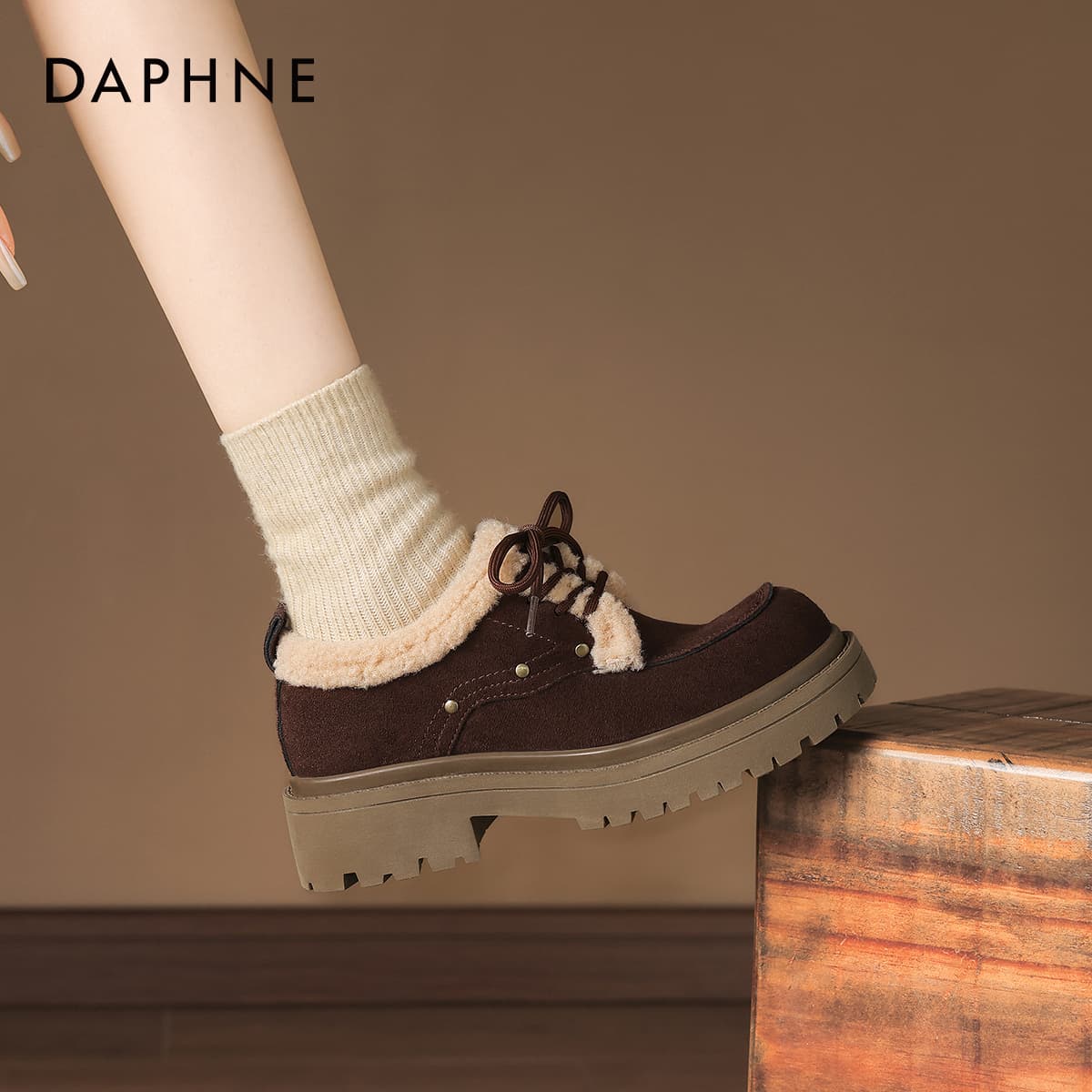 Ботинки зимние DAPHNE Ткань Стиль Майярд Однотонный Утолщенный и с Флисовой Подкладкой Термостойкие Противоскользящие Снежные Ботинки - изображение 5