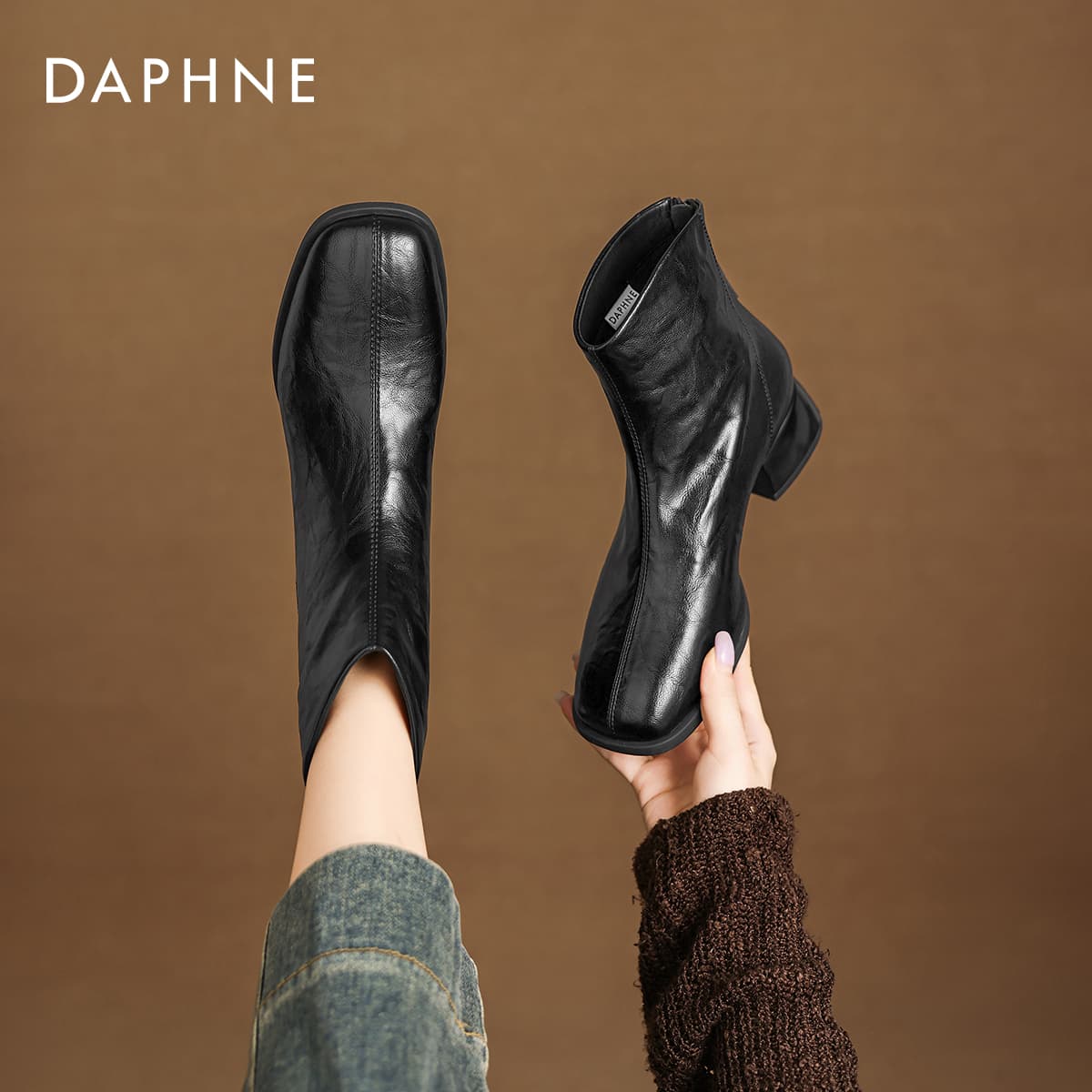 Сапоги DAPHNE Ботильоны Черный Женские - изображение 5