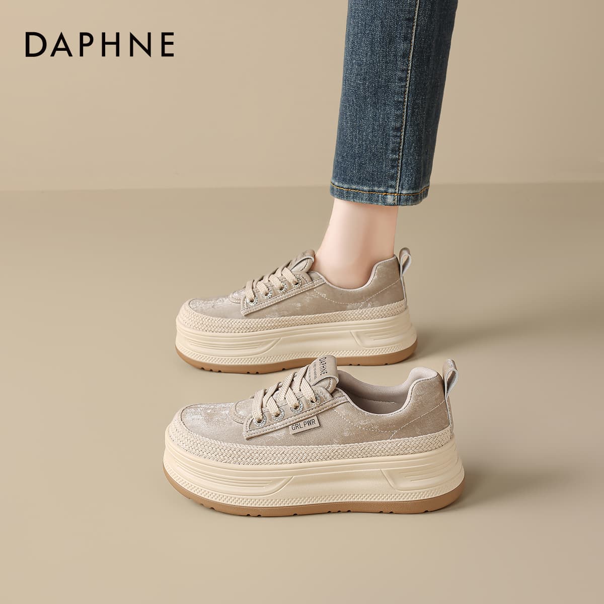 Кроссовки DAPHNE Кеды для скейтбординга Low Топ Абрикос Женские - изображение 5