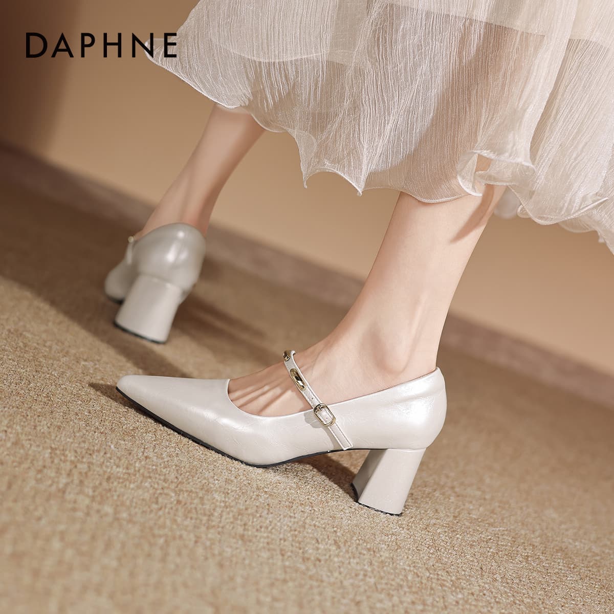 Туфли DAPHNE Синтетическая кожа грубый каблук высокие каблуки женские - изображение 5