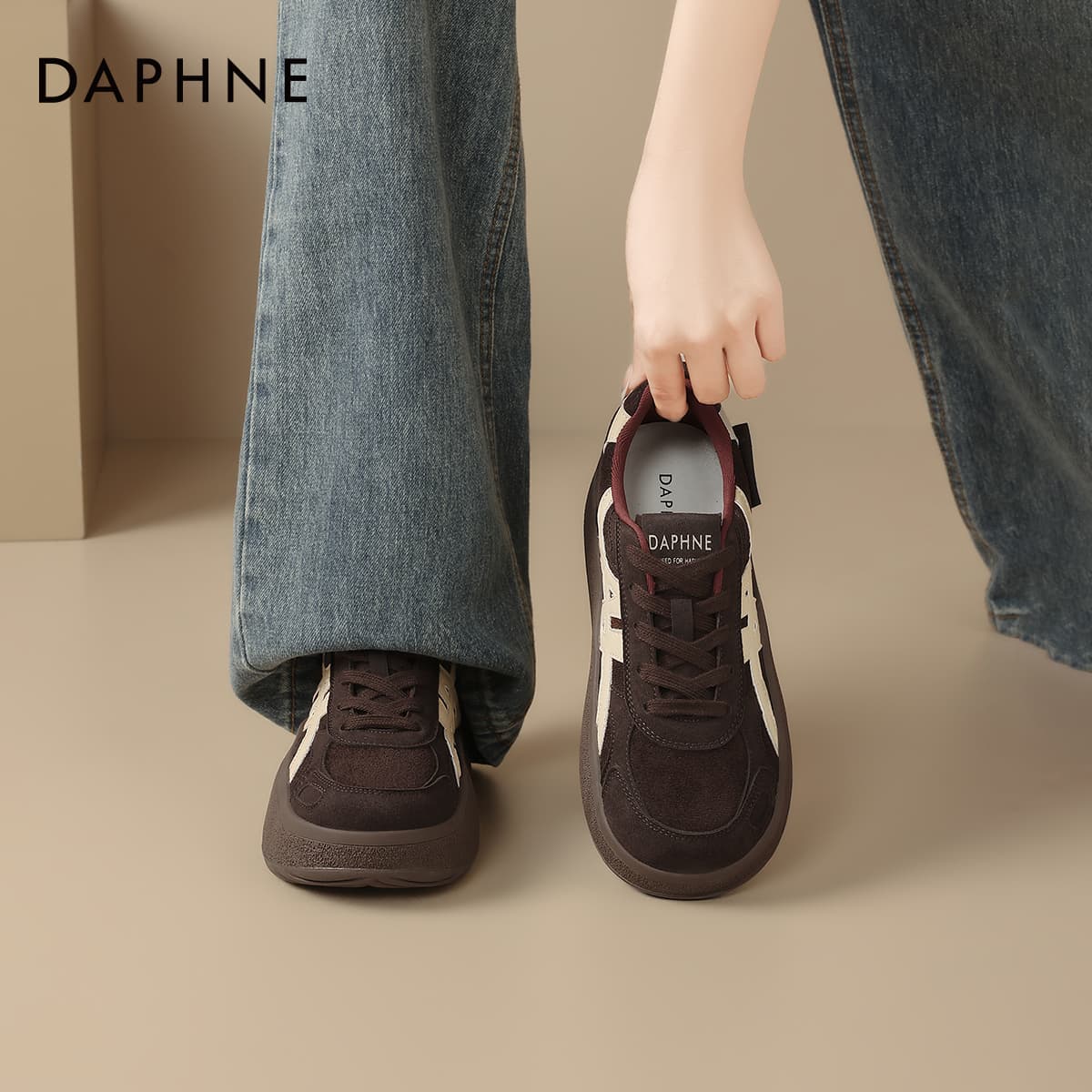 Кроссовки DAPHNE Кеды для скейтбординга Low Топ Кофе Женские - изображение 4