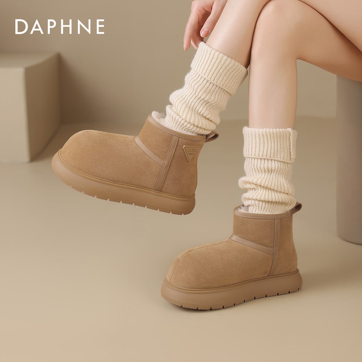 Ботинки зимние Daphne Сноубутсы Коричневые с Флисовой Подкладкой Женские - изображение 3