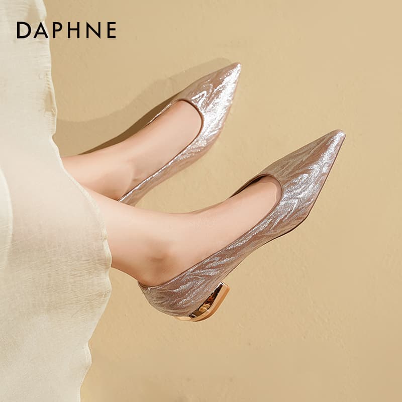 Тапочки DAPHNE Женская Повседневная Обувь Без Подкладки Низкий Топ Шампанский [Удобный Низкий Каблук] Женская - изображение 6