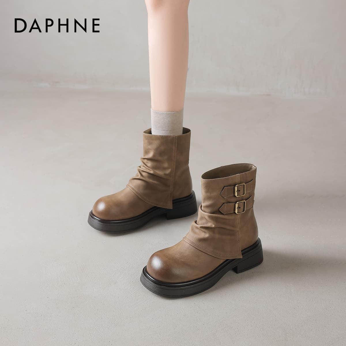 Сапоги DAPHNE ботильоны хаки высота каблука 4,4 см женские - изображение 6