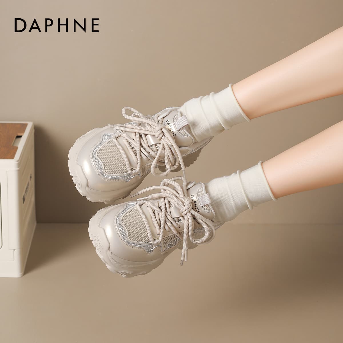 Кроссовки DAPHNE Синтетическая кожа текстиль Низкие кеды с толстой подошвой Женские - изображение 3