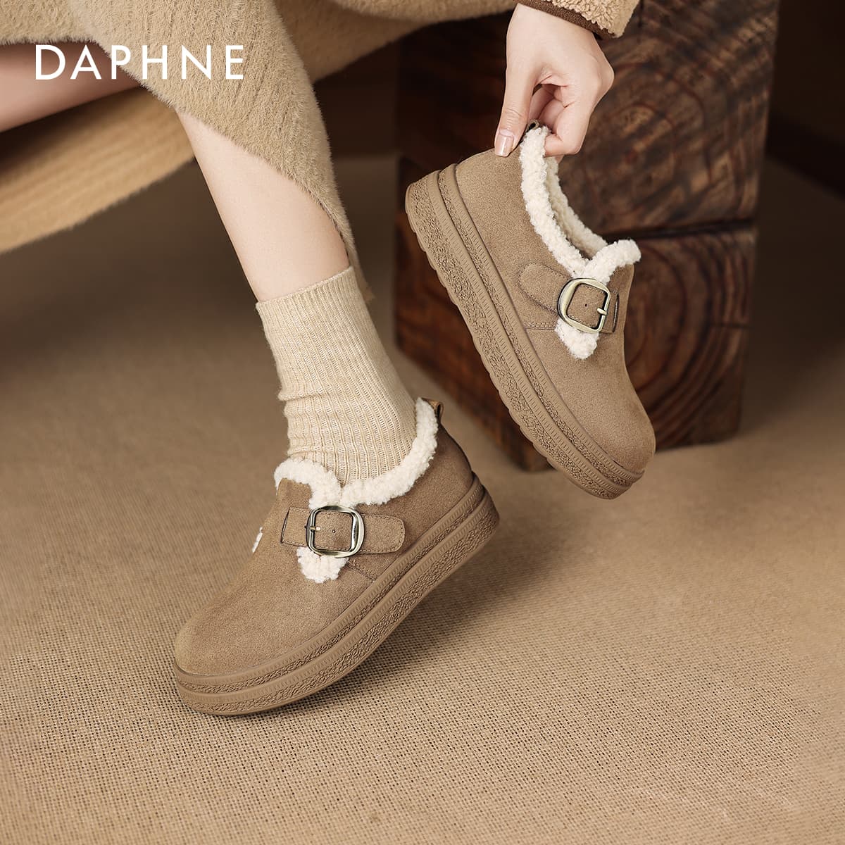 Ботинки зимние DAPHNE Классический Однотонный Мягкий Подошва Утолщенный и с Флисовой Подкладкой Планшет Биркенсток Стиль Обувь - изображение 7