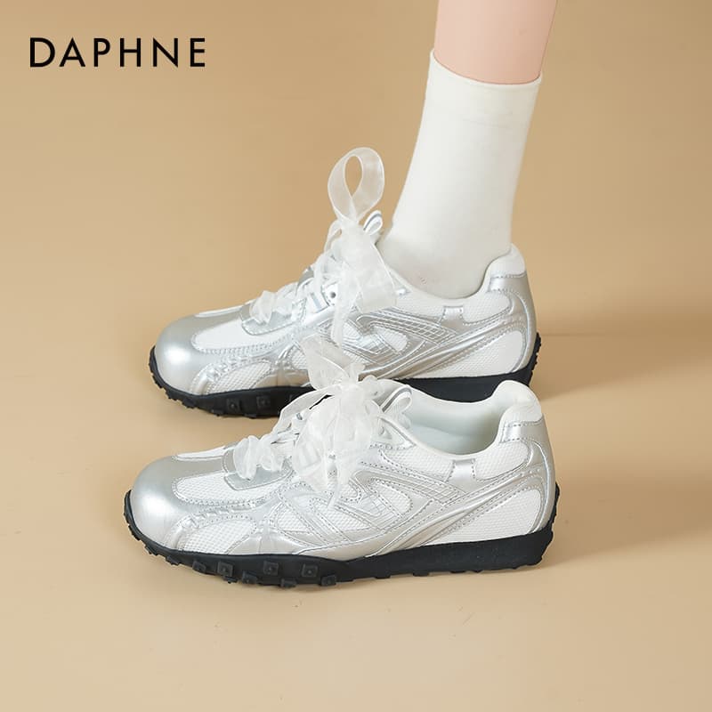 Кроссовки DAPHNE Повседневная обувь Low Топ Серебряный [Высота каблука 1,5 см] Женская - изображение 5