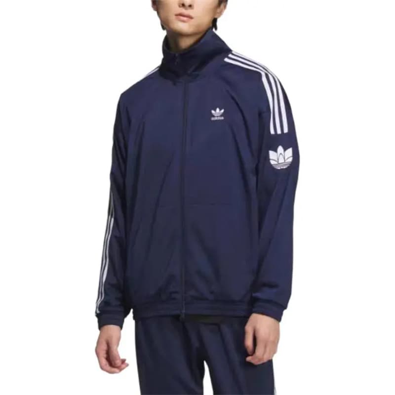Куртка Adidas Originals Trefoil Винтажный воротник-стойка универсальная полосатая куртка унисекс - изображение 5