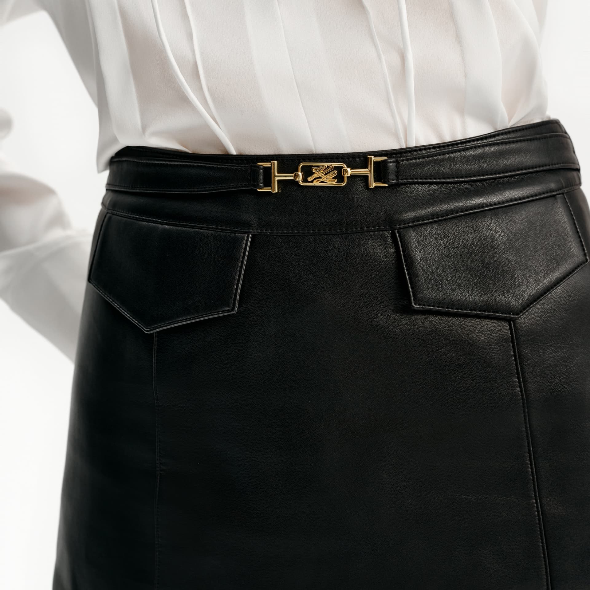 Юбка KARL LAGERFELD / Karl Lagerfeld Jeans Премиум синий тон Однотонный Принт с логотипом Повседневные короткие юбки Женский Черный - изображение 6